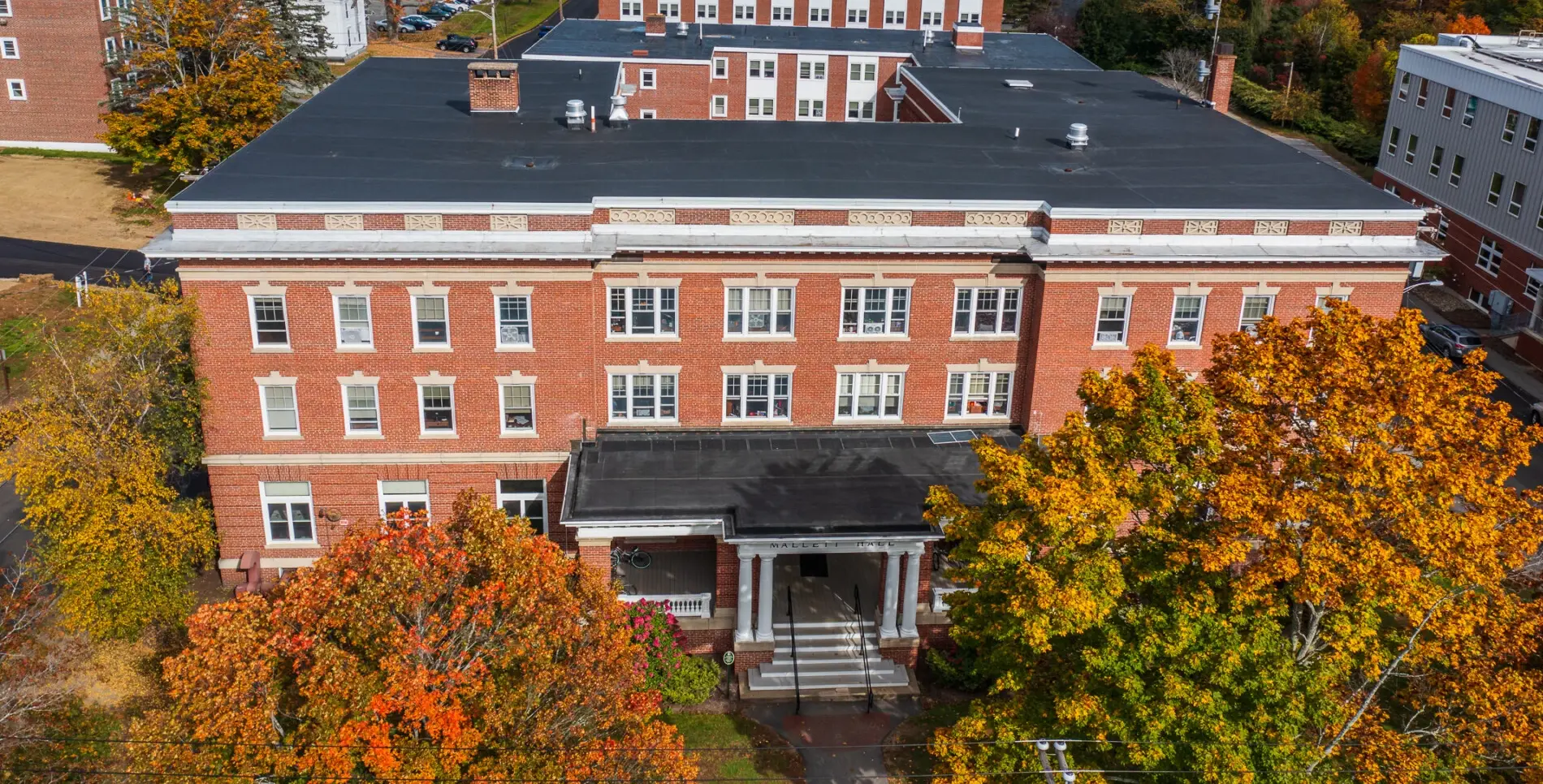 A Sky view shot of Mallet Hall Dorm