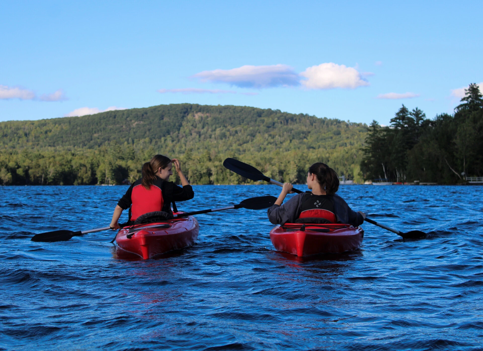 Two students kayaking