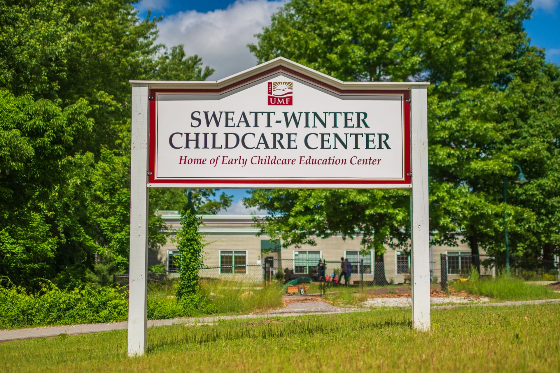 Outdoors sign of the Sweatt-Winter Childcare Center