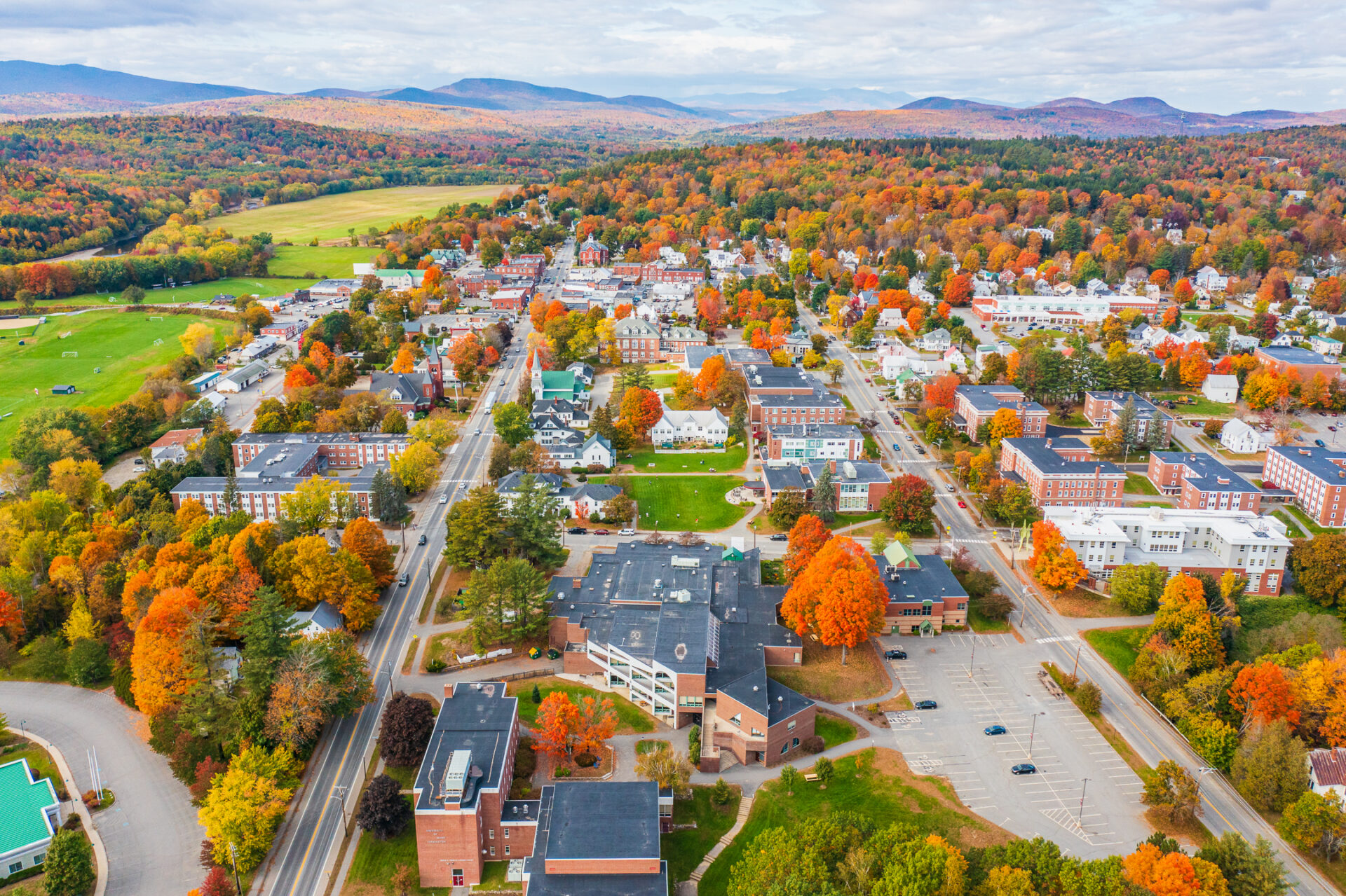 A bird's eye view shot of the campus.