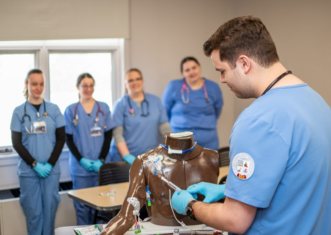 UMF nursing student practicing medication administration