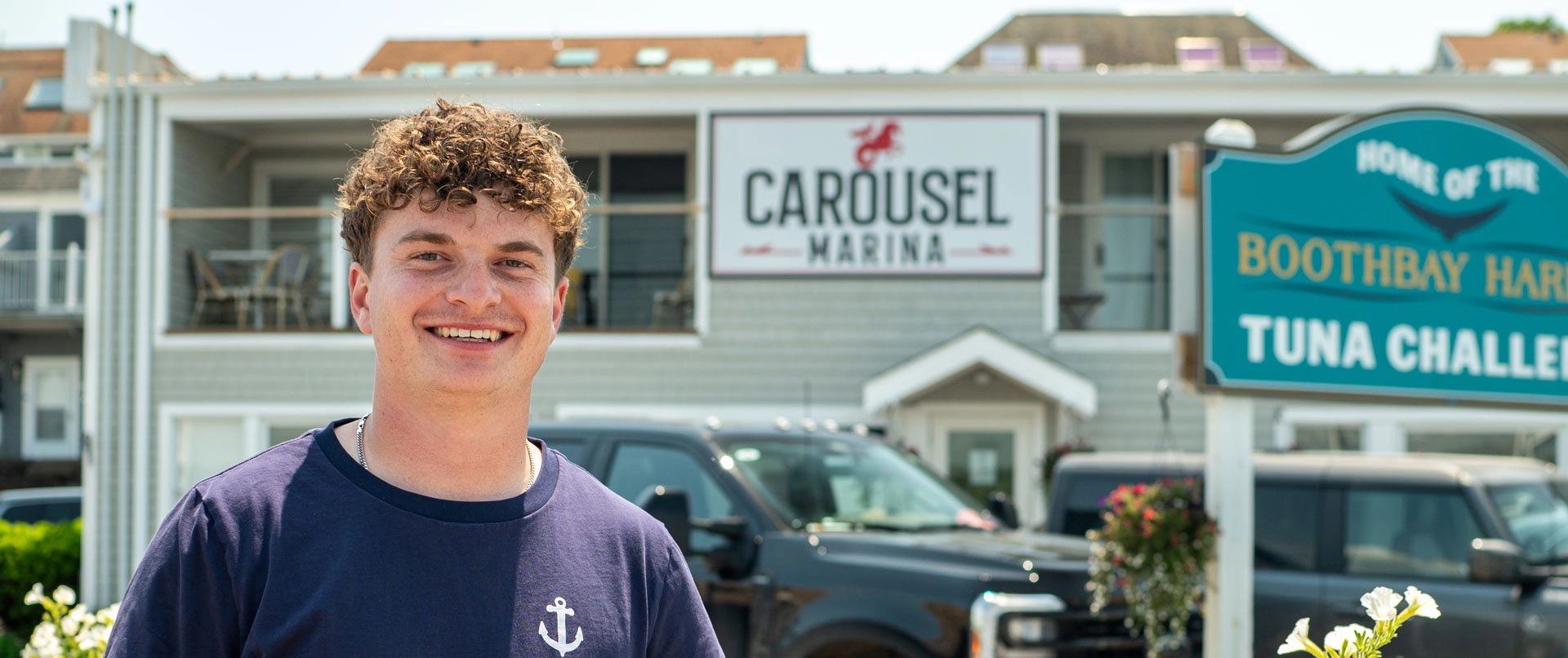 Outdoor Recreation Business Administration major Patrick is standing outside a coastal recreation area.