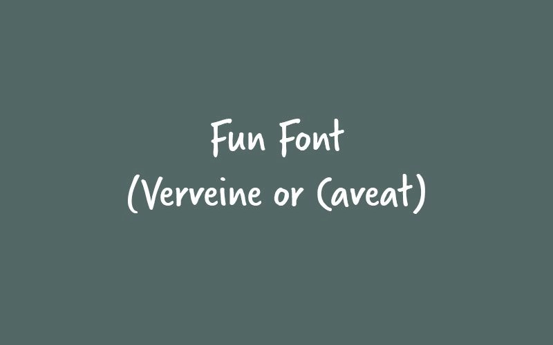 Graphic sample of a playful handwritten font displaying the text 'Fun Font (Vervaine or Caveat)'.